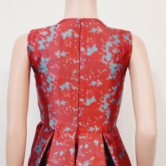 B.b. Dakota Fit and Flare Red & Turquoise Brocade Sleeveless Dress Size 4 - Picture 9 of 14